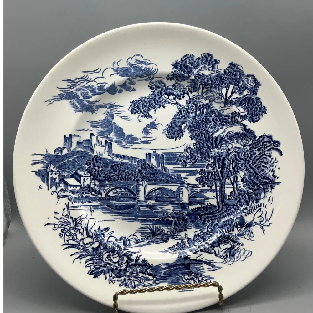 Enoch Wedgwood Countryside Blue Transferware Plate Vintage England Blue White‎